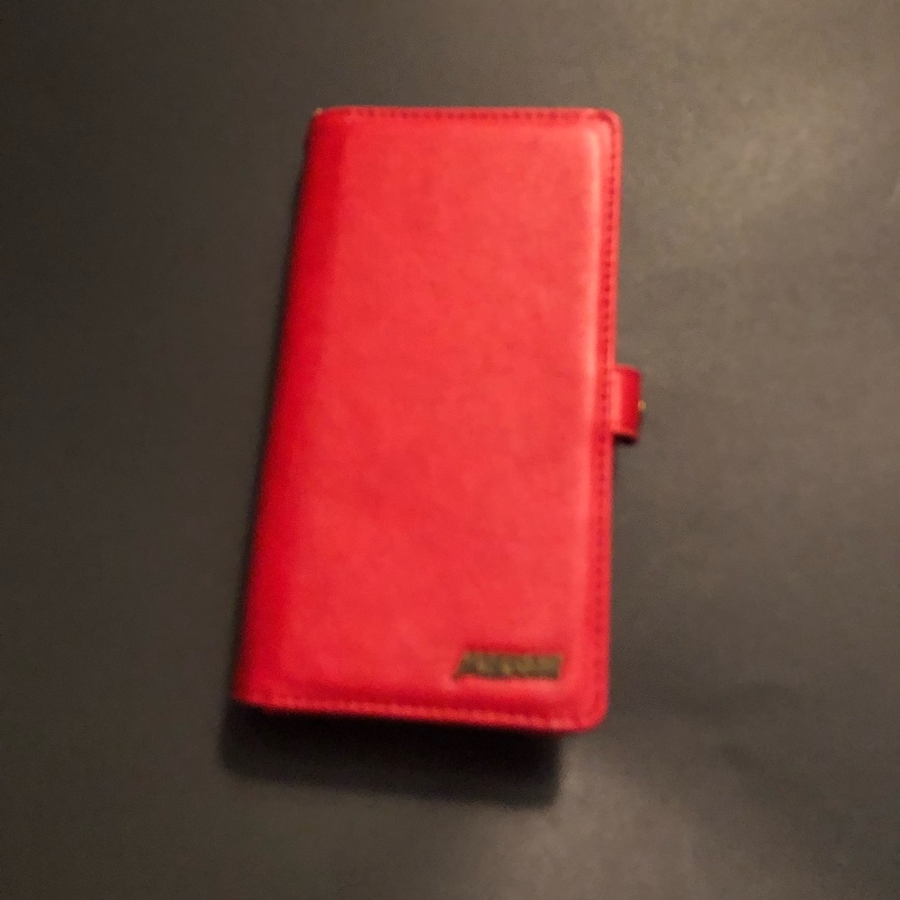 iPhone 12 red leather wallet phone case